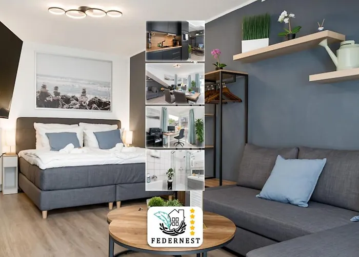 Federnest - Luxus-Studio - Kingsize Boxspringbett - Home-Office Mit Monitor Und Drucker - 11 Min Hbf