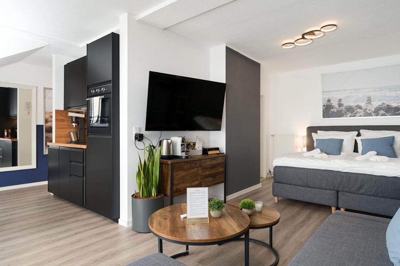 Apartment Federnest - Luxus-studio - Kingsize Boxspringbett - Home-office Mit Monitor Und Drucker - 11 Min Hbf Duisburg