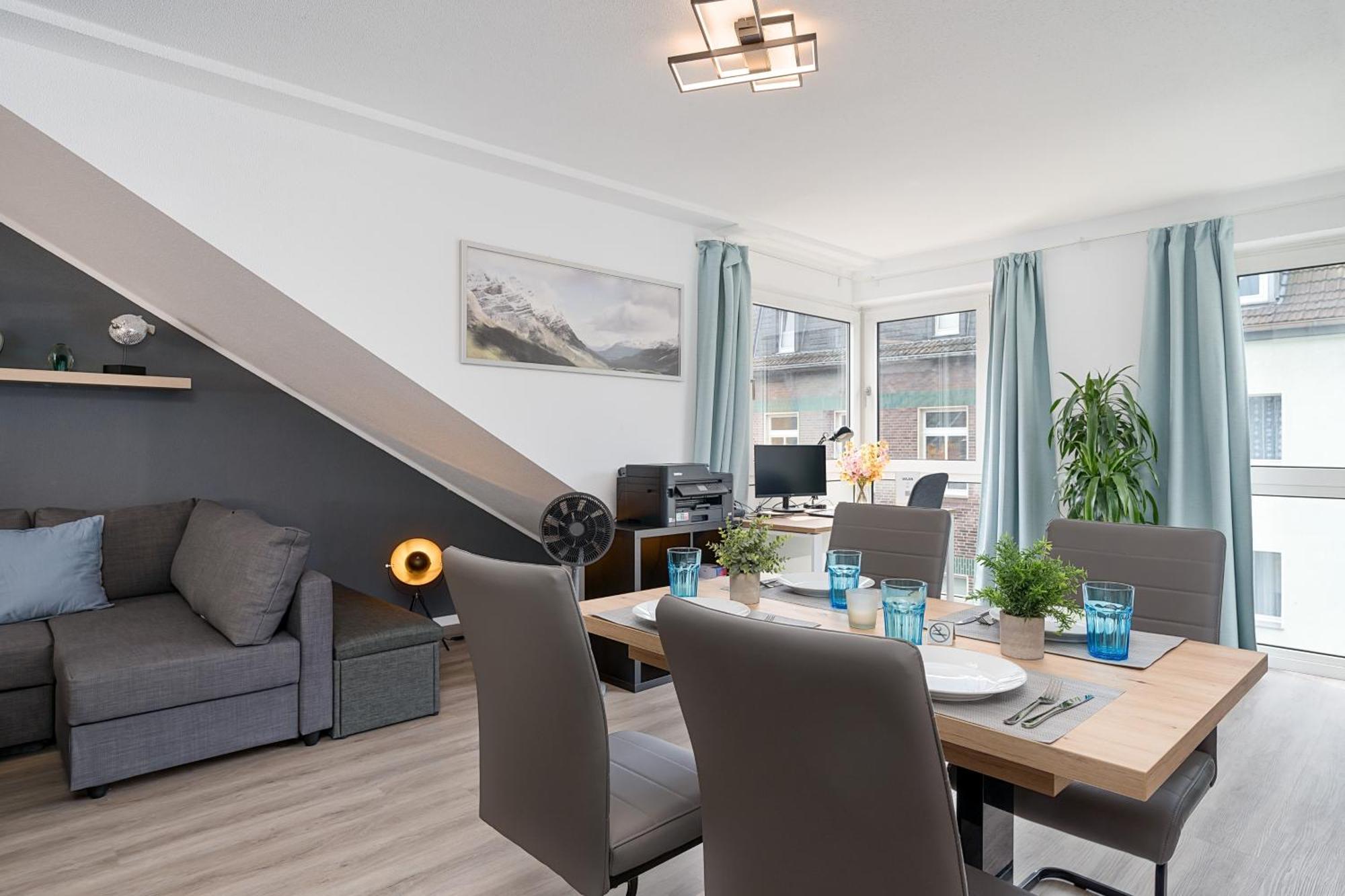 Apartment Federnest - Luxus-studio - Kingsize Boxspringbett - Home-office Mit Monitor Und Drucker - 11 Min Hbf Duisburg